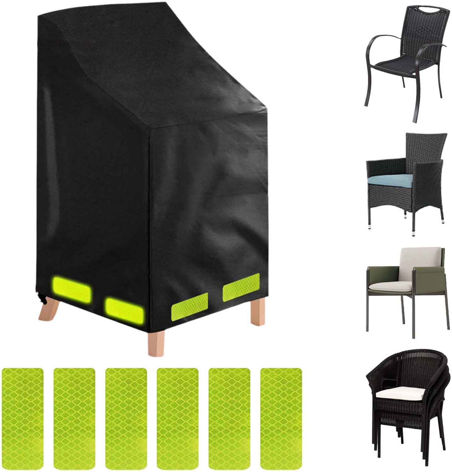 Famanu Afdekhoes voor tuinmeubelen en stapelstoelen, winterbestendige beschermhoes van Oxford-weefsel, waterdicht en scheurbestendig, voor optimale bescherming tegen elementen wit