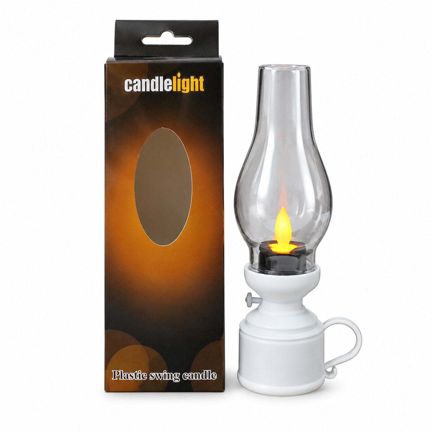 SWGOTA led kaarsen met bewegende vlam: witte decoratieve lamp in retro-petroleumlampstijl, kunststof, in doos