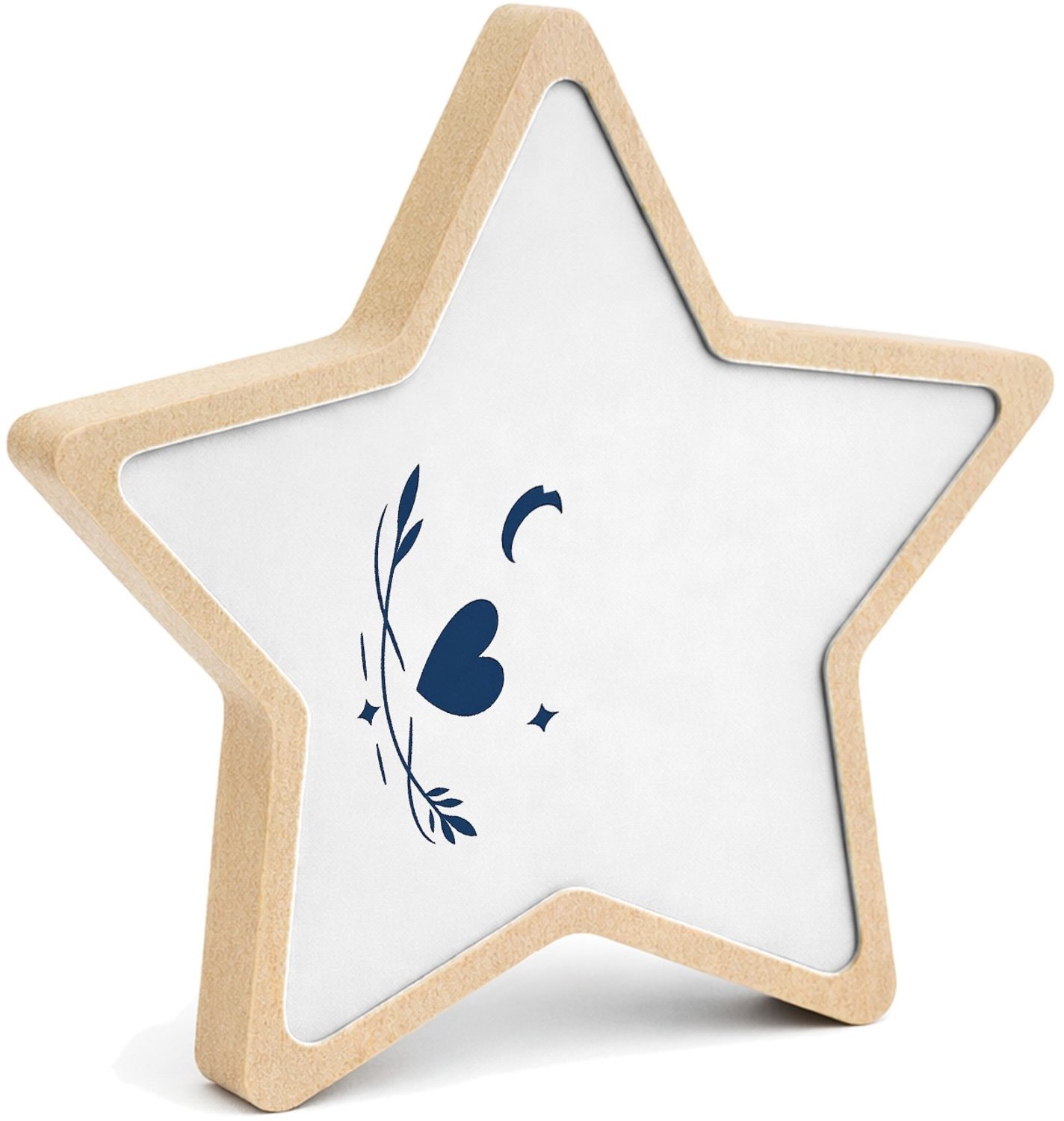 Mr Cadeautjes MDF fotolijst ster 14 x 13,5 - design Een compacte waarderingsprint voor een zorg- of onderwijsfig | cadeau Wit