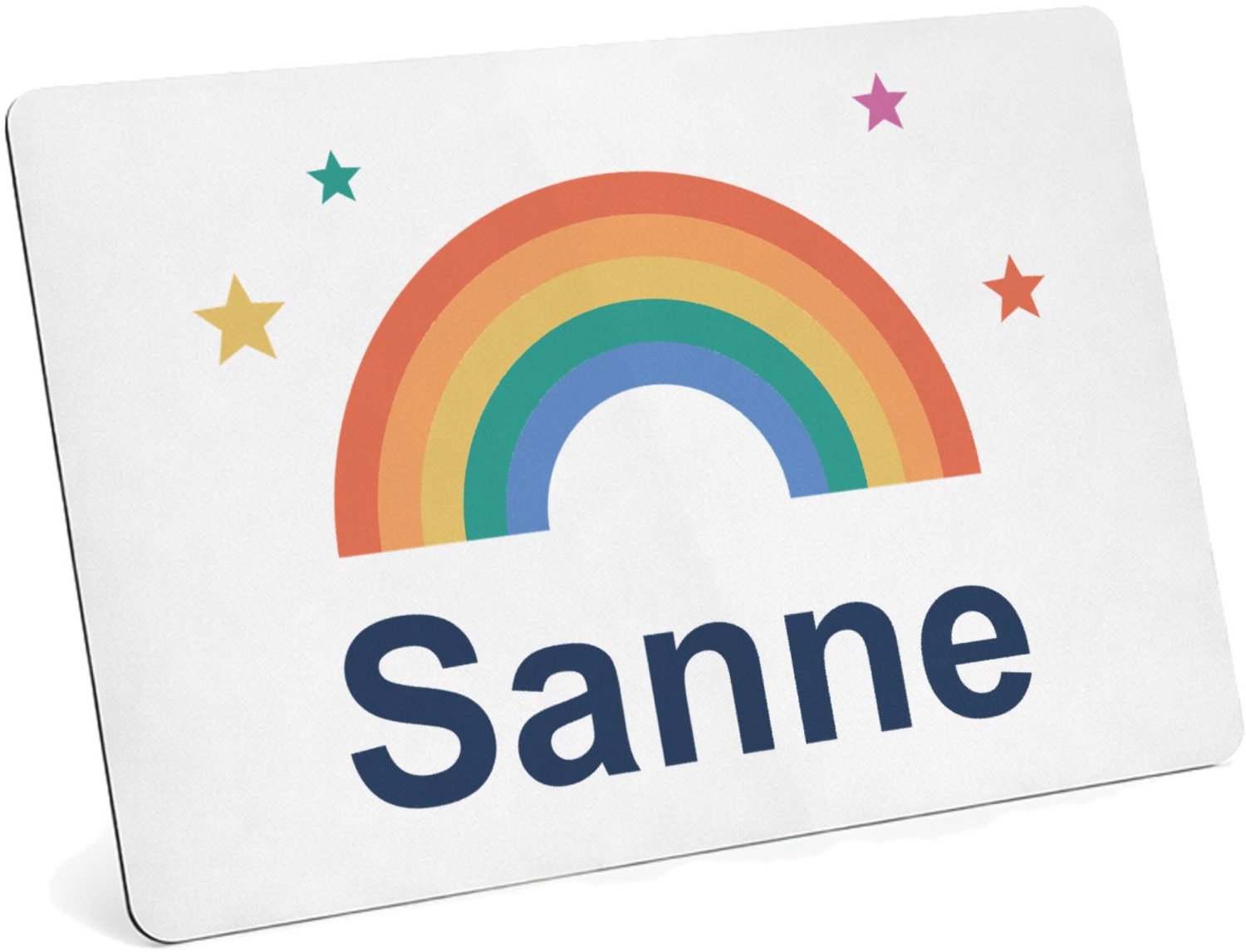 Mr Cadeautjes MDF magnetische fotolijst 28 x 19 - design Regenboog met naam Sanne | cadeau Wit