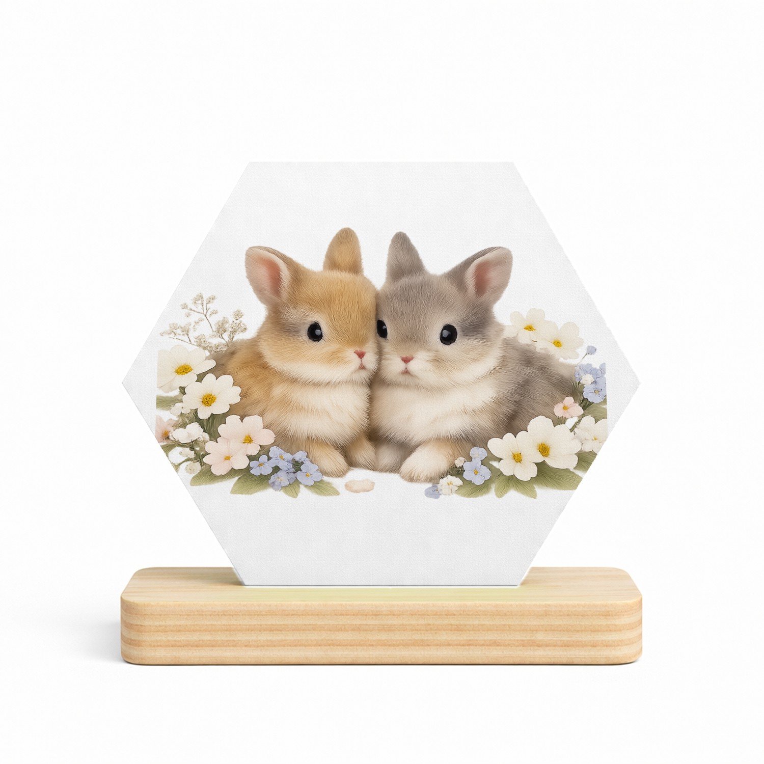 Mr Cadeautjes MDF fotolijst/inleg hexagon 14 x 13 - design Een lieve, speelse productprint met een sterk centraal focus | cadeau Wit