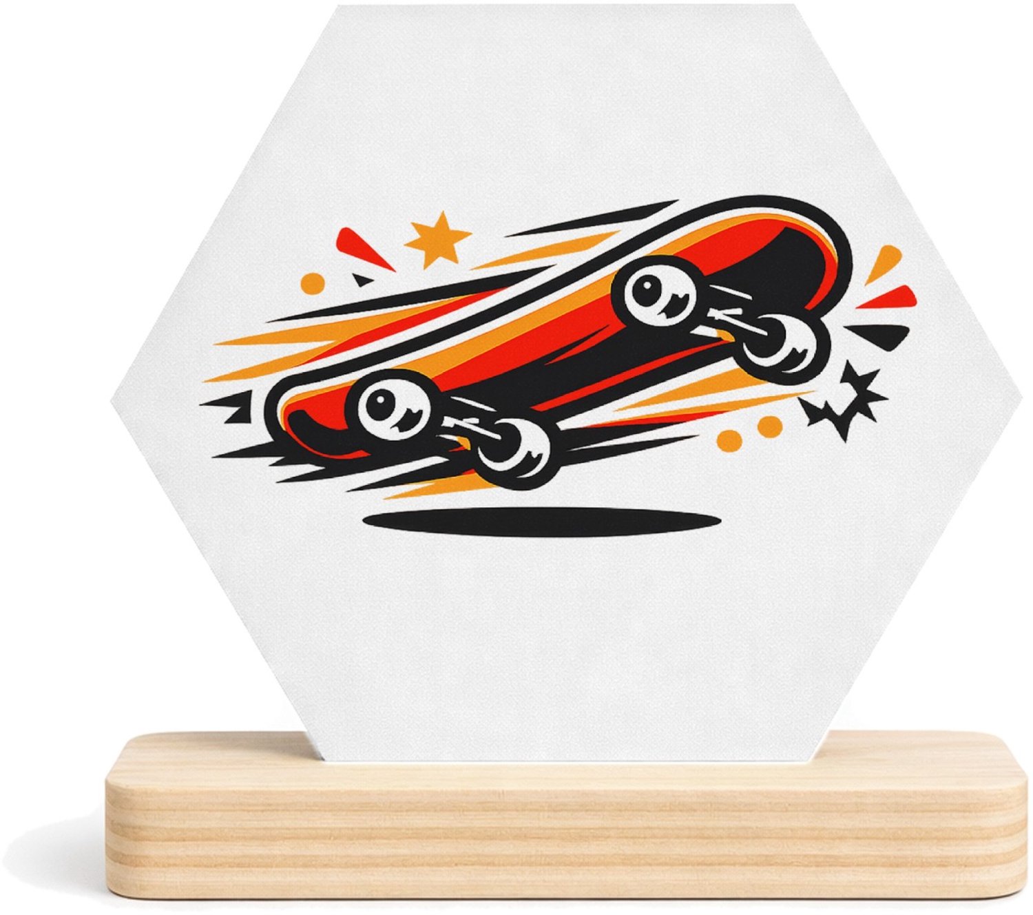 Mr Cadeautjes MDF fotolijst/inleg hexagon 14 x 13 - design Een compacte naamprint met een energiek icoon dat snelheid u | cadeau Wit