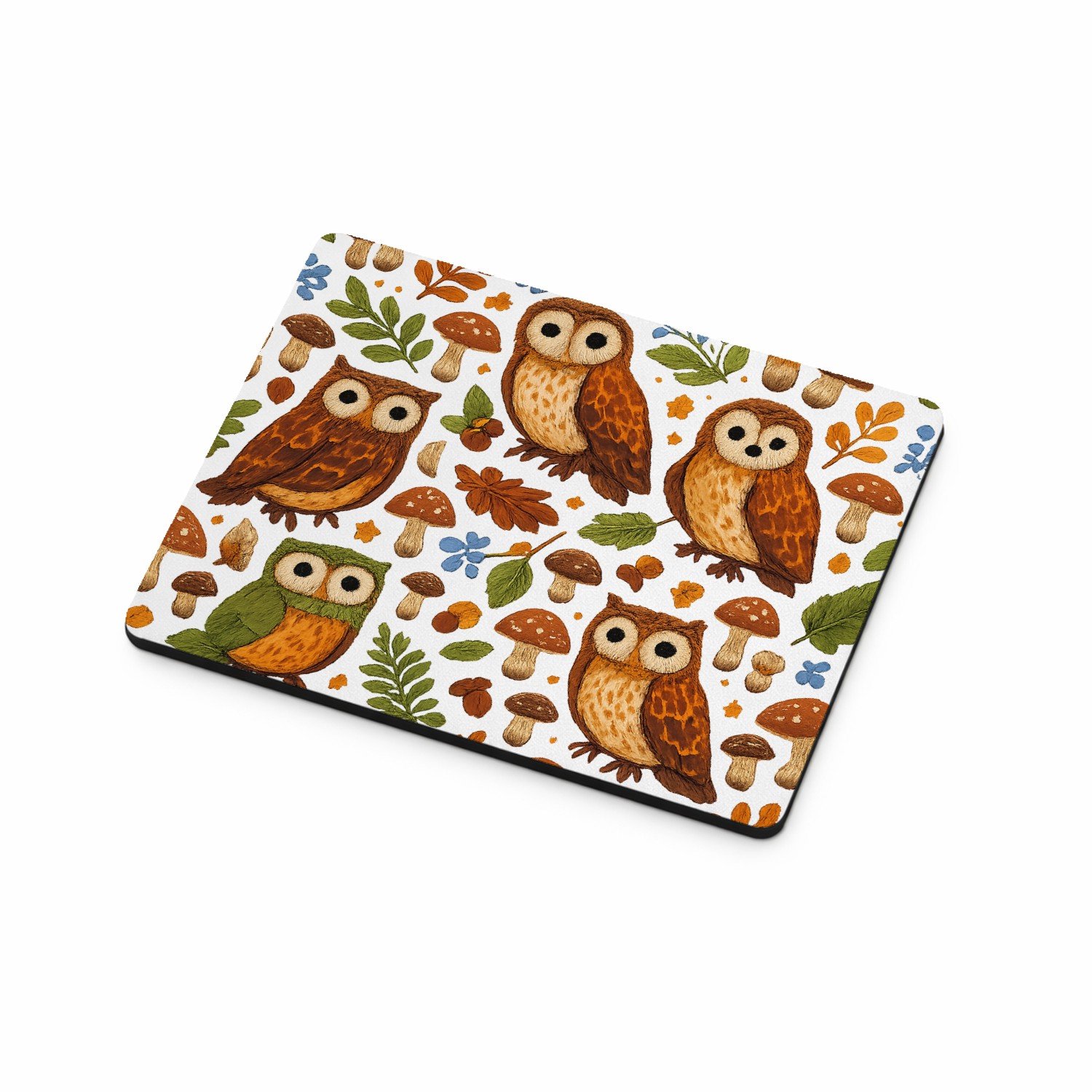 Mr Cadeautjes MDF magnetische fotolijst 9 x 7 - design Een avondlijk bospatroon met uilen, paddenstoelen en bladere | cadeau Wit
