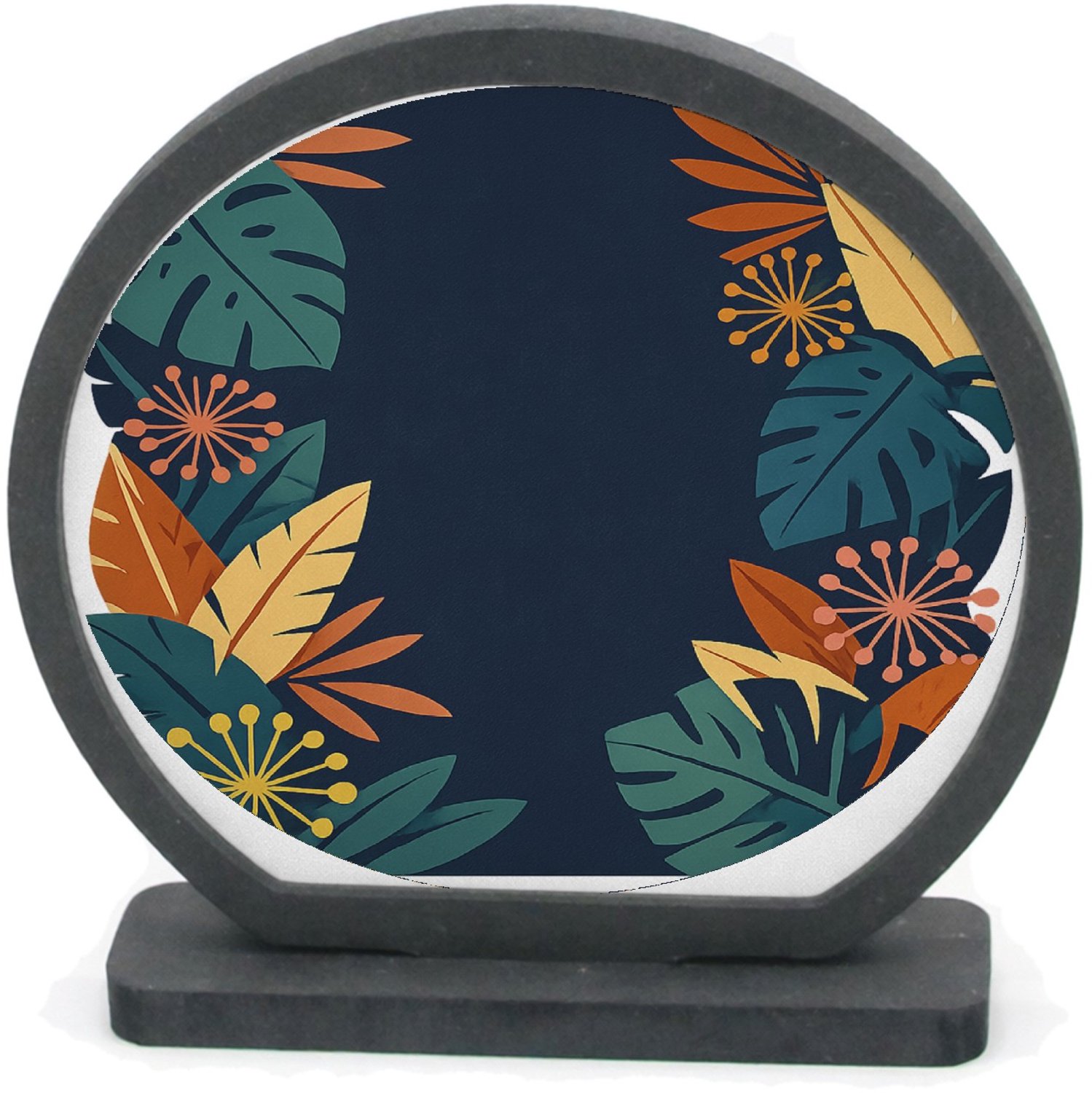 Mr Cadeautjes Houten fotolijst rond met MDF inleg - design Een energieke motivatietprint met een diepgekleurde achtergr | cadeau Wit