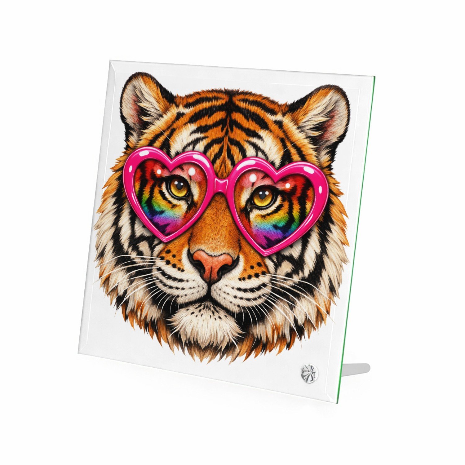 Mr Cadeautjes Glasframe 20 x 20 - design Een expressief dierengezicht met een speelse, zelfverzekerde | cadeau Wit