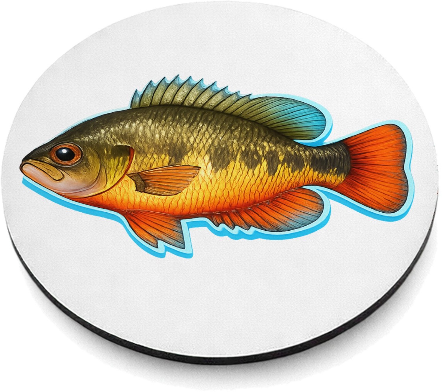 Mr Cadeautjes MDF magnetische fotolijst rond Ø 9,5 - design Een realistische papegaai zijaanzicht met tropische kleuracc | cadeau Wit