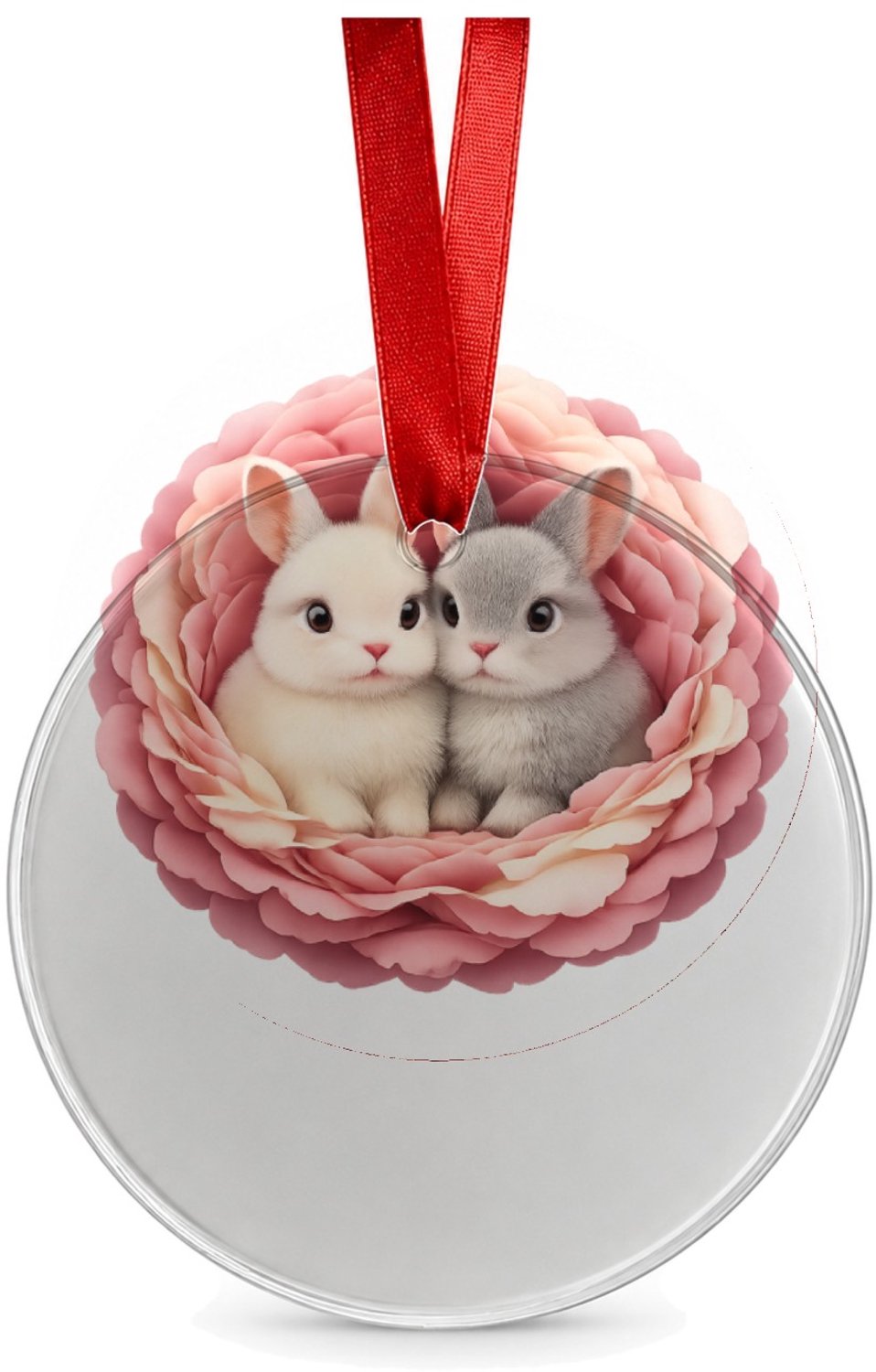 Mr Cadeautjes Glazen cirkel Ø 8,9 cm - design Een knusse dierenprint met een vergelijkbaar omlijstend nest | cadeau Wit