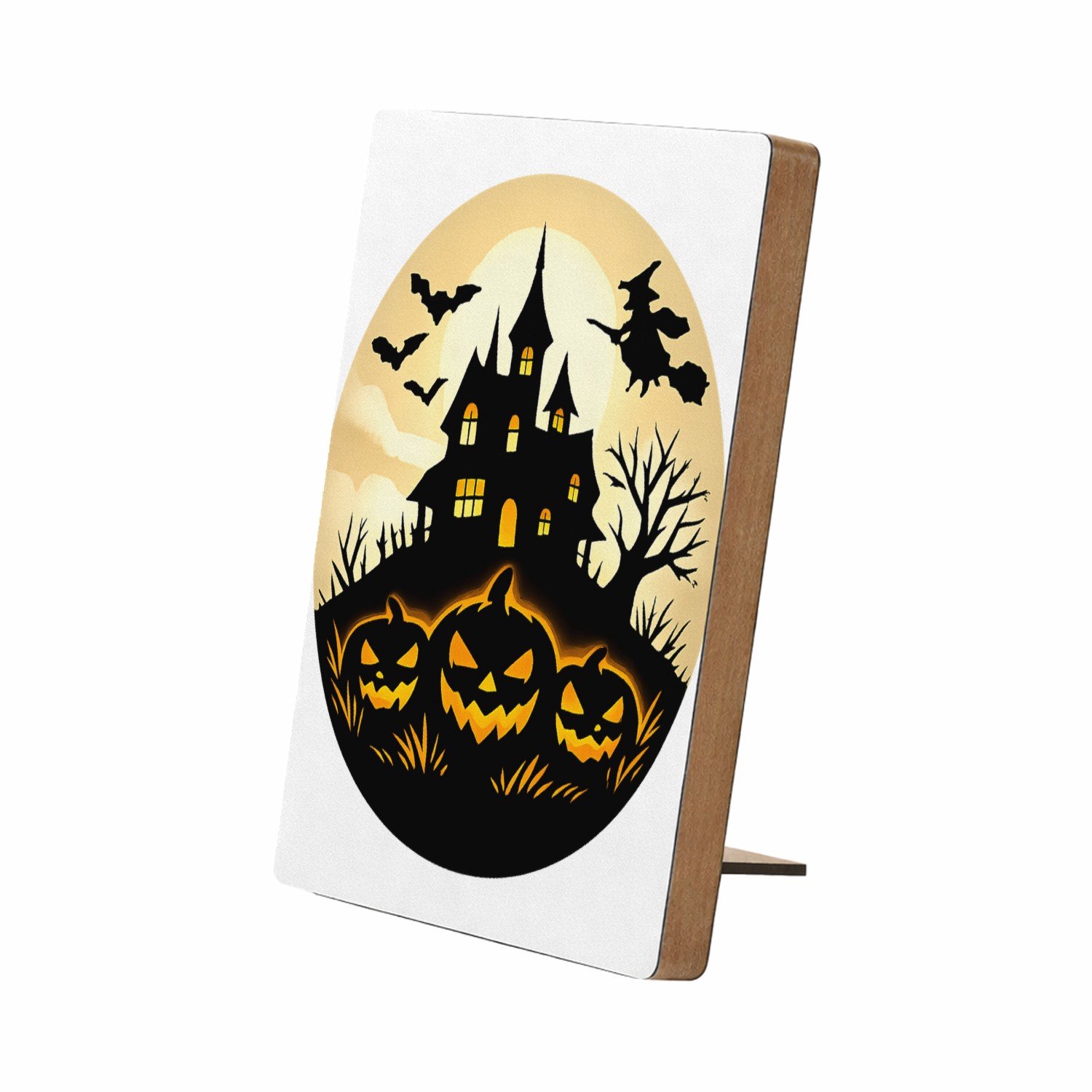 Mr Cadeautjes Glasframe/MDF 12,7 x 17,8 - design Een nachtelijke winterscene in dezelfde grafische opzet, met | cadeau Wit