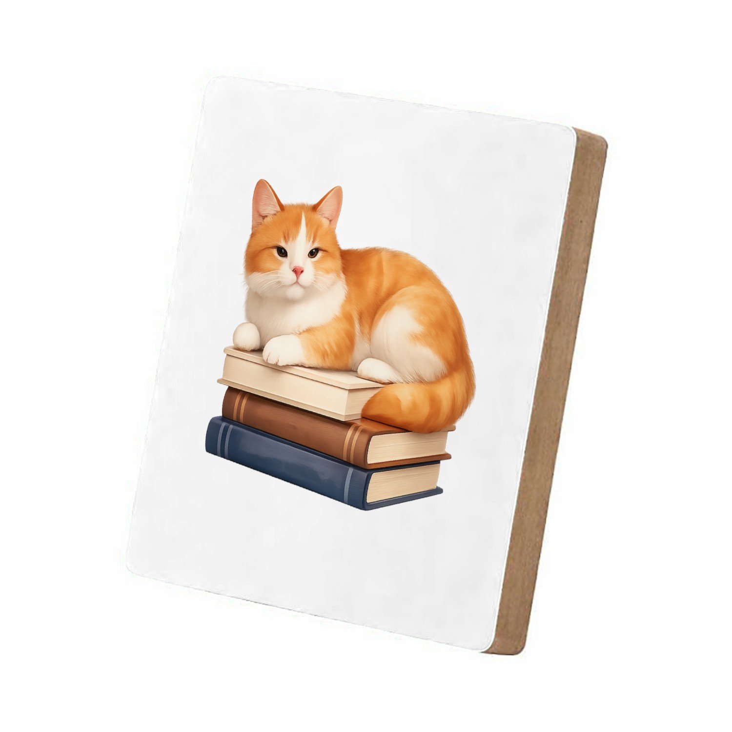 Mr Cadeautjes MDF staande fotolijst 15,2 x 15,2 - design Een ontspannen dier op een hobby-object met een korte, kalme | cadeau Wit