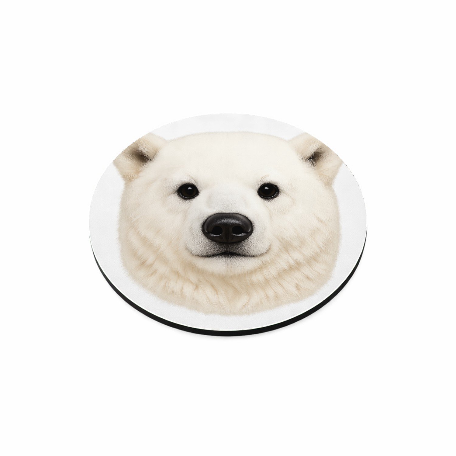 Mr Cadeautjes MDF magnetische fotolijst rond Ø 9,5 - design Een opvallende kopillustratie met zachte pluche-textuur en e | cadeau Wit
