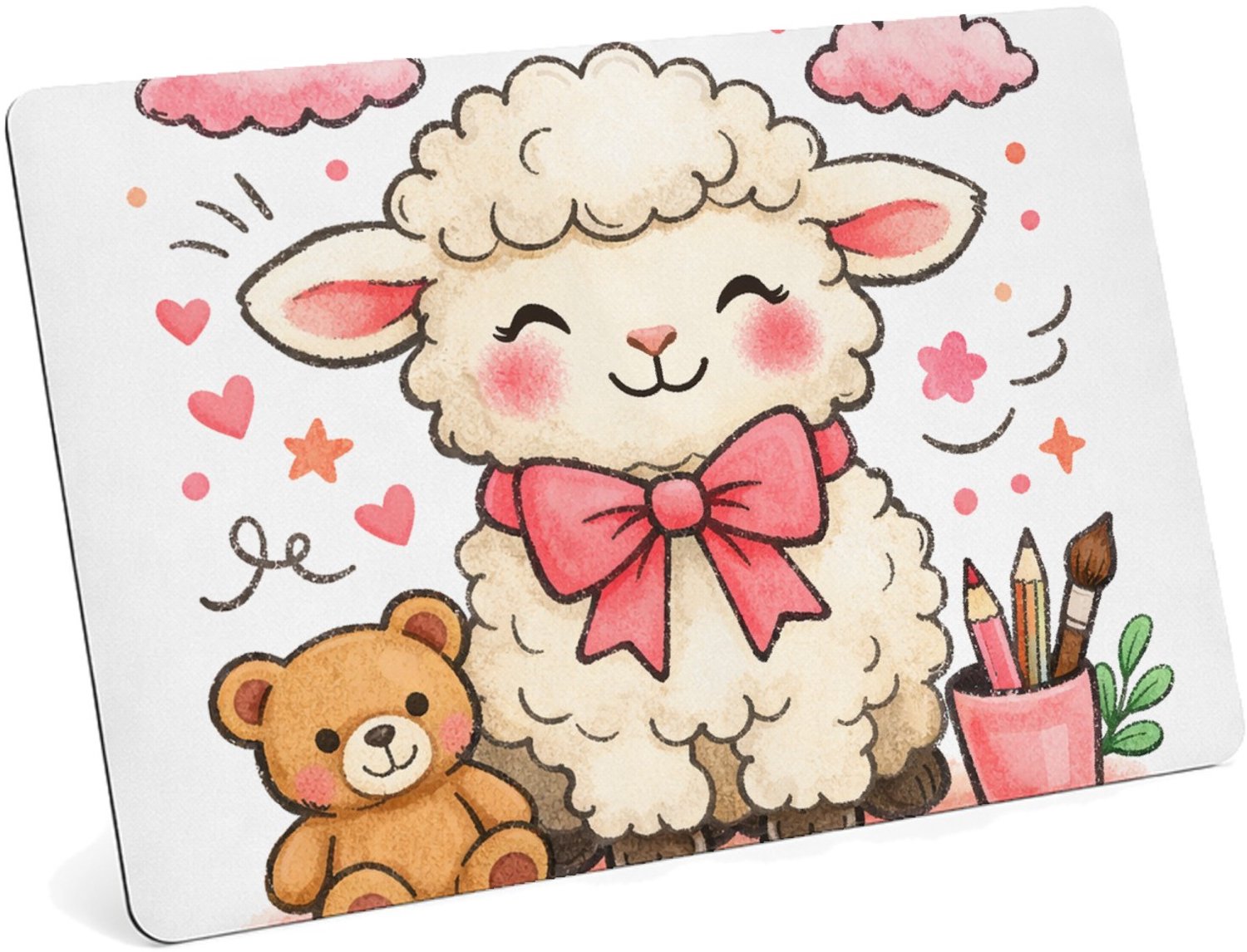 Mr Cadeautjes MDF magnetische fotolijst 28 x 19 - design Een feestelijk complimentdesign met een zachte dierfiguur en | cadeau Wit