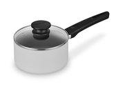 Brabantia INDU+ Steelpan met Deksel -Ø 16 cm - Sauspan - Keramische Antiaanbaklaag - Glazen deksel - Geschikt voor Inductie - 100% PFAS Vrij - Vaatwasserbestendig - Zwart