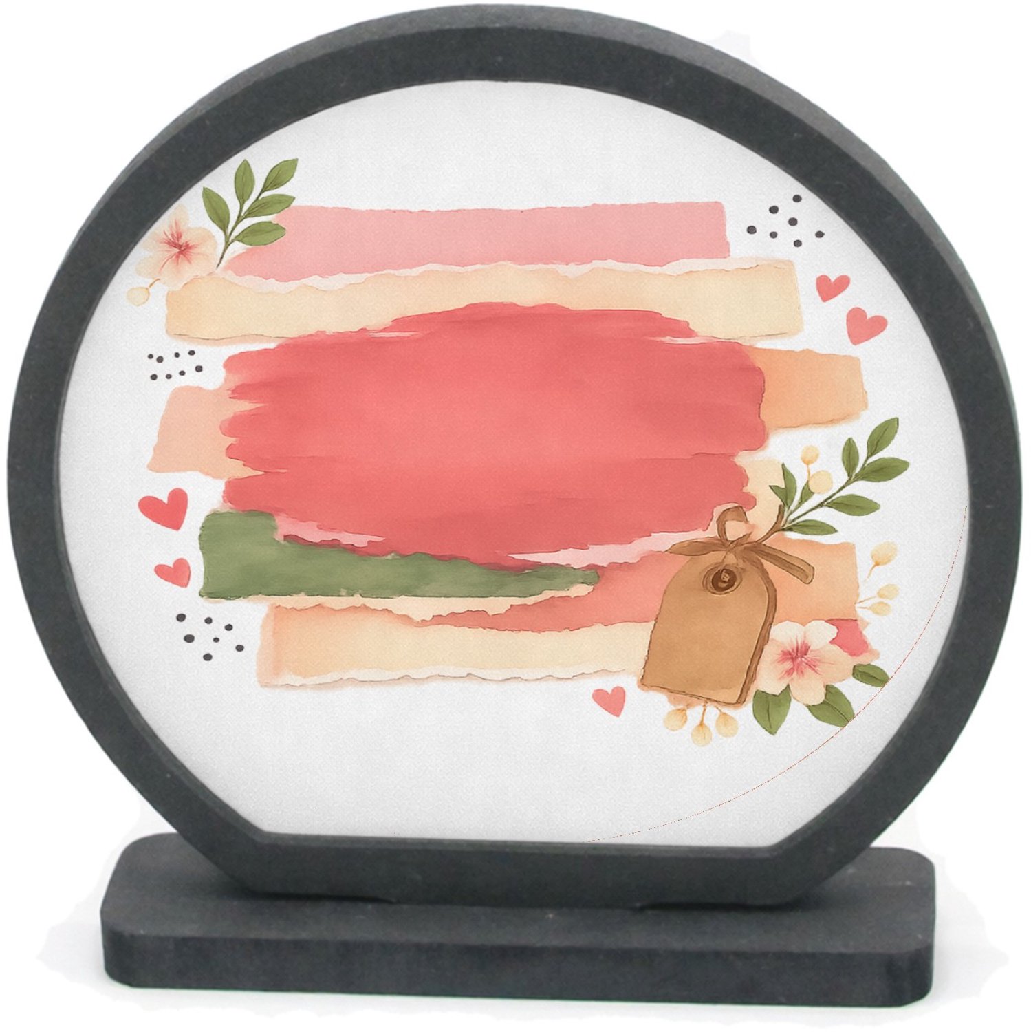 Mr Cadeautjes Houten fotolijst rond met MDF inleg - design Een vrolijke, gelaagde love-note compositie met een andere f | cadeau Wit