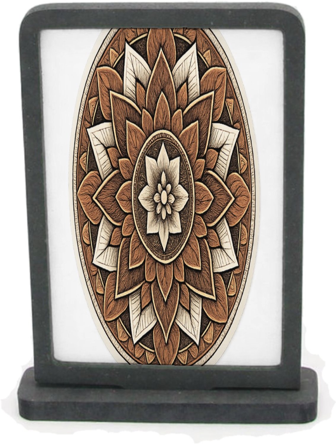 Mr Cadeautjes Houten fotolijst rechthoek met MDF inleg - design Ronde set met een stilistisch botanisch kompasmotief | cadeau Wit