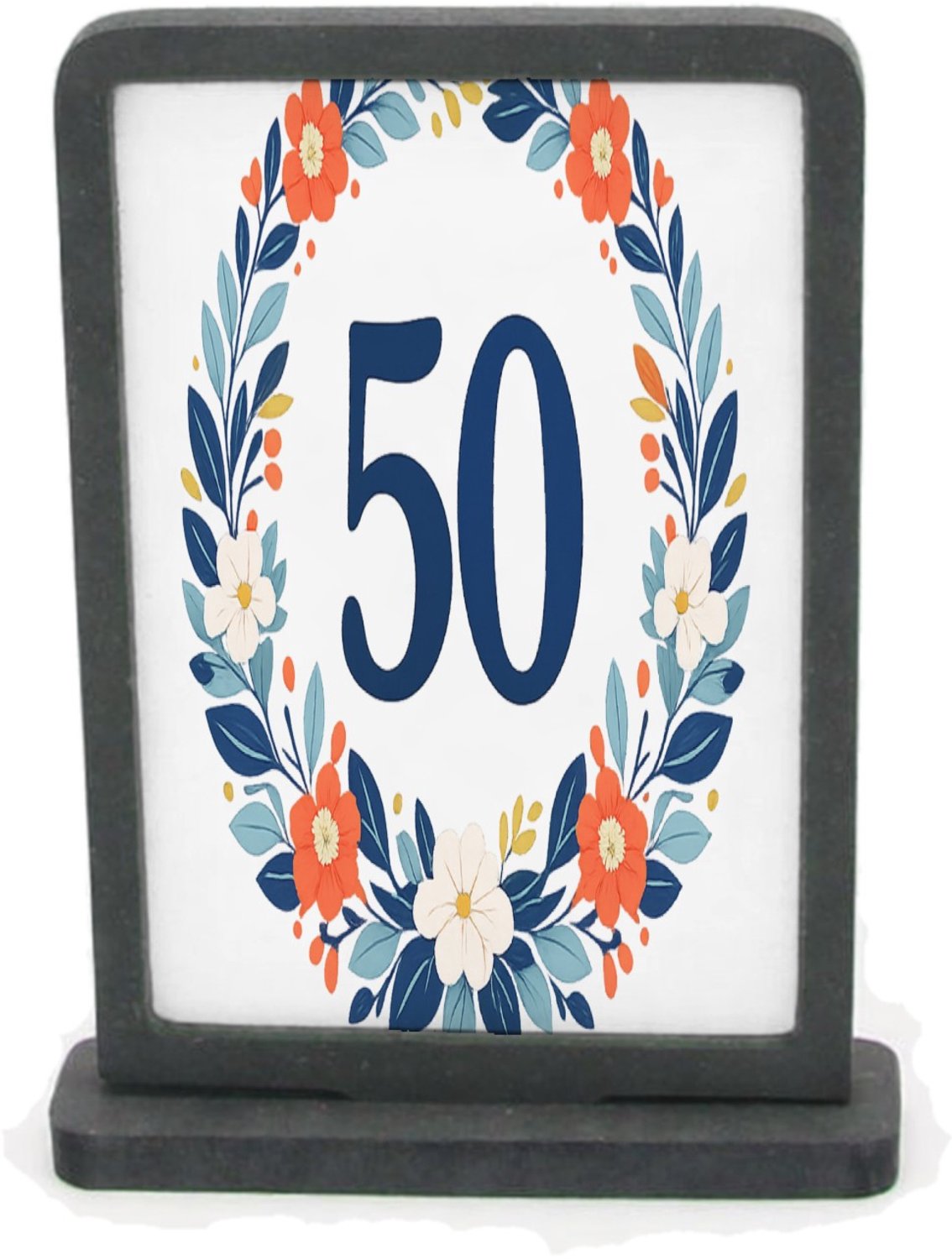 Mr Cadeautjes Houten fotolijst rechthoek met MDF inleg - design Mijlpaalverjaardag met een speelse plantenslinger en groot c | cadeau Wit