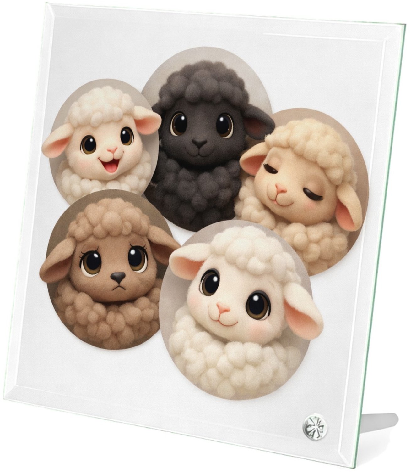 Mr Cadeautjes Glasframe 20 x 20 - design Mini-galerij van schattige boerderijdieren in losse cirkels | cadeau Wit