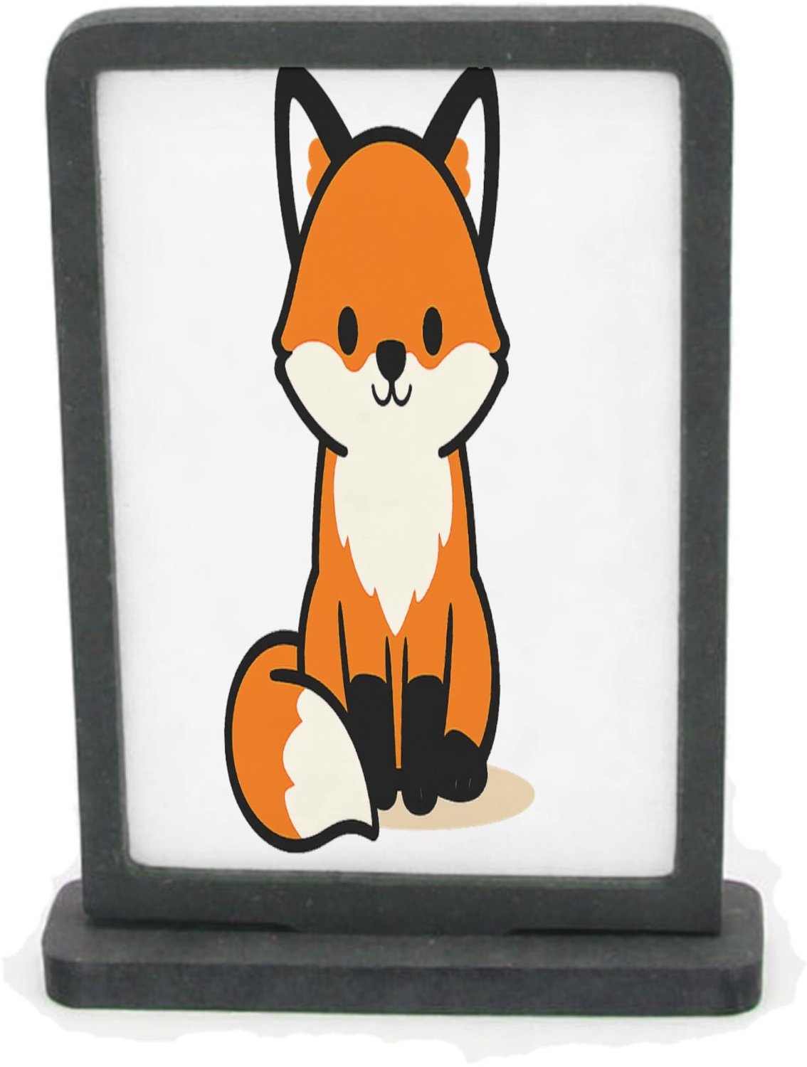 Mr Cadeautjes Houten fotolijst rechthoek met MDF inleg - design Minimalistische vossenillustratie met rustige centrale plaat | cadeau Wit