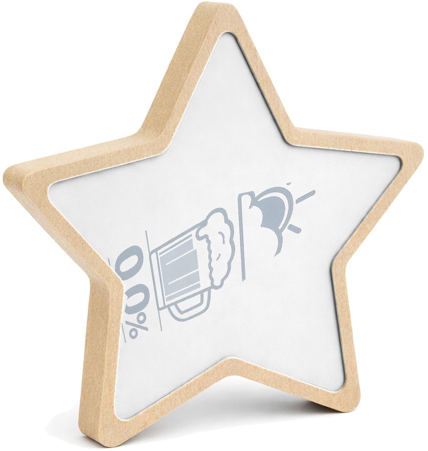 Mr Cadeautjes MDF fotolijst ster 14 x 13,5 - design Een weerbericht-grap rond koffie in plaats van bier, met een | cadeau Wit