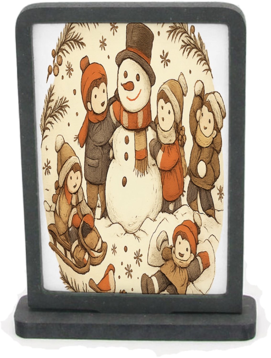 Mr Cadeautjes Houten fotolijst rechthoek met MDF inleg - design Een vrolijke all-over herfstwandeling met een dierlijke para | cadeau Wit