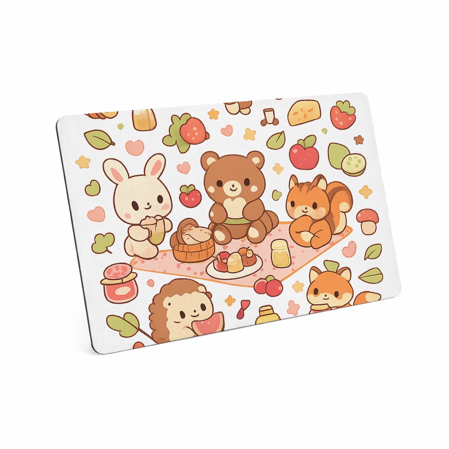 Mr Cadeautjes MDF magnetische fotolijst 28 x 19 - design Een vrolijke set kleine bosdieren die samen picknicken tusse | cadeau Wit