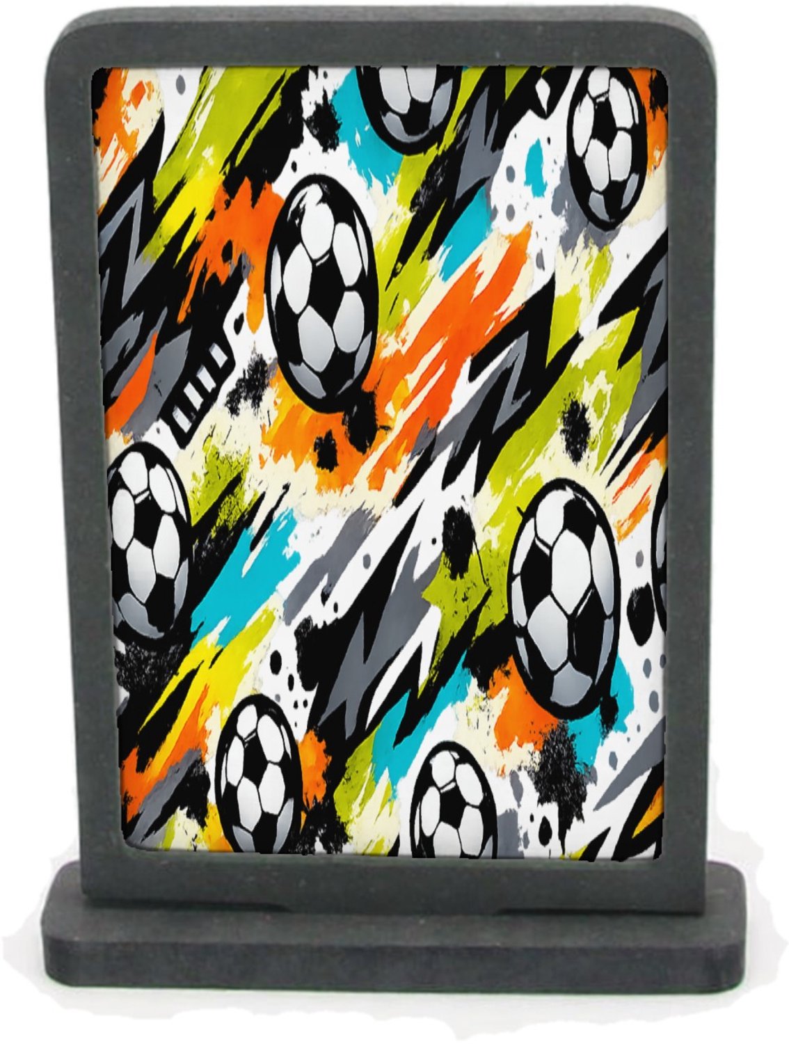 Mr Cadeautjes Houten fotolijst rechthoek met MDF inleg - design Neon basketbal-energieprint met dynamische beweging en score | cadeau Wit
