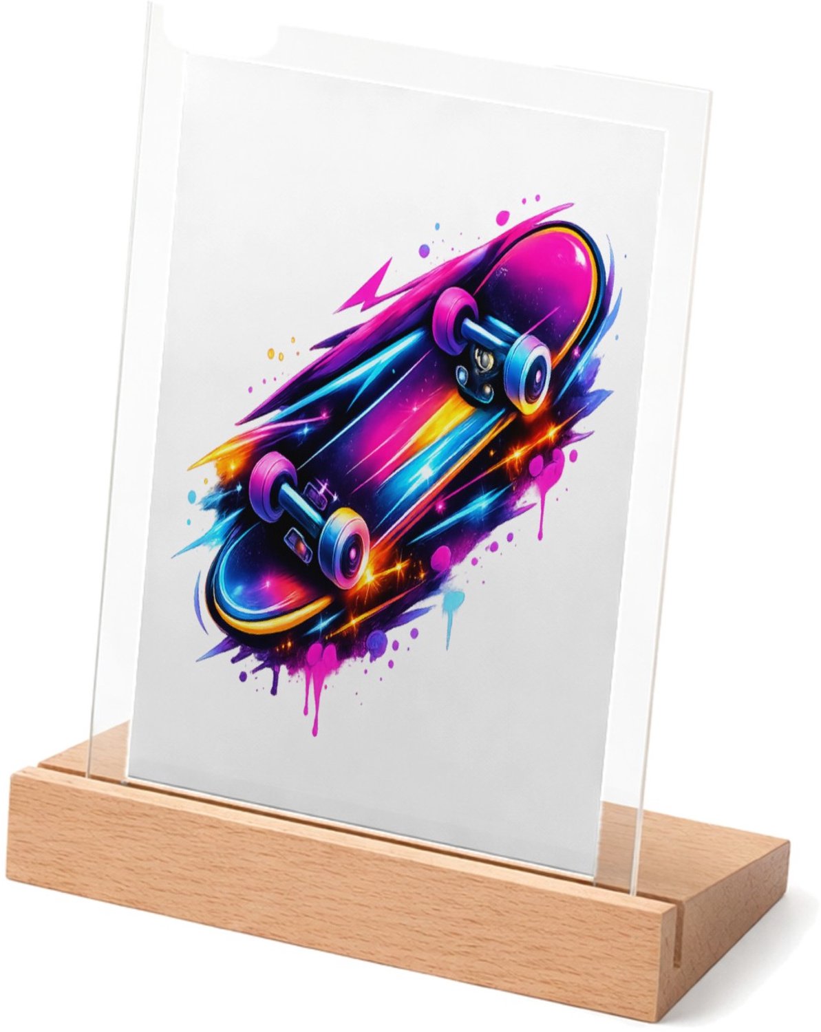Mr Cadeautjes Glasframe met vaste tekst - design Neon sportenergie met een futuristische uitstraling | cadeau Wit