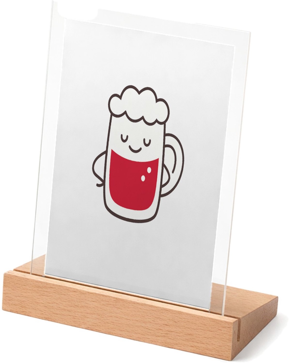 Mr Cadeautjes Glasframe met vaste tekst - design Een vrolijk biertje in een strak lijnontwerp met een ontspan | cadeau Wit