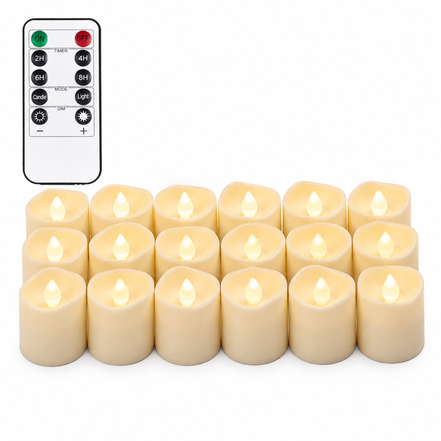 SWGOTA led kaarsen, 24 grote theelichtjes per doos met afstandsbediening, warm licht en vlamvorm voor kerst- en feestdecoratie Wit