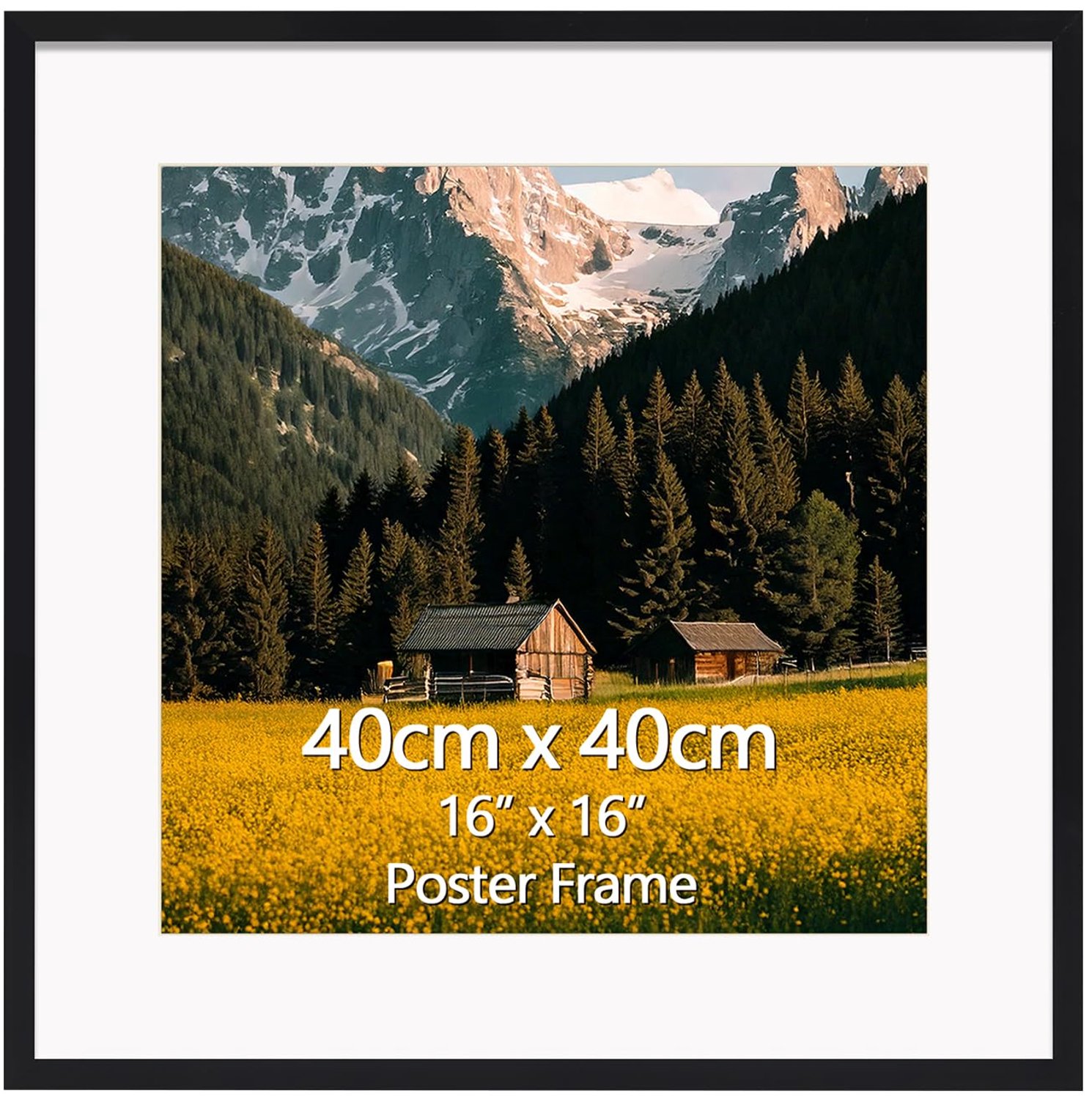 Famanu Fotolijst 40 x 40 cm met passe-partout voor foto 30 x 30 cm of zonder voor foto 40 x 40 cm, ideaal voor aan de muur, perfect voor het presenteren van je favoriete kunstwerken wit