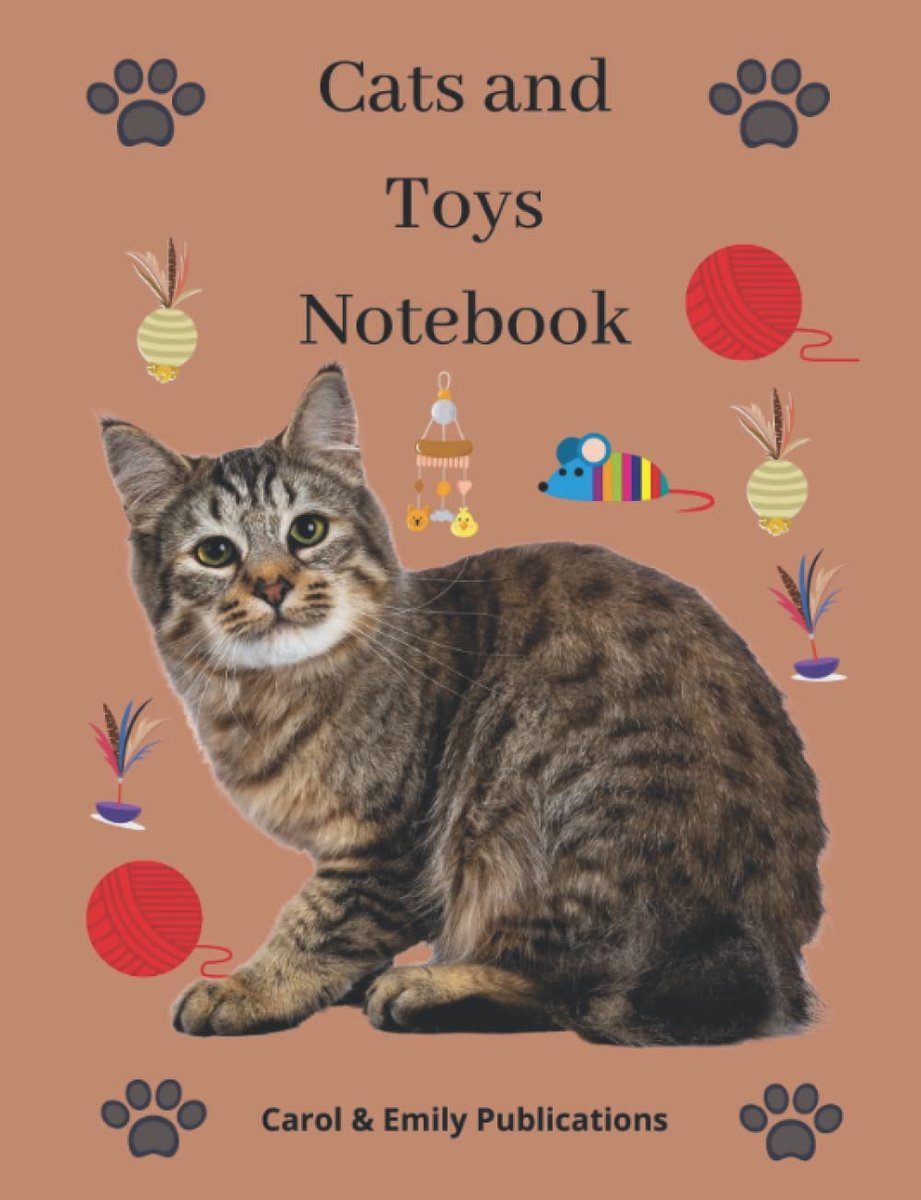 Cats and Toys Notebook: A Beautiful, Medium-Size Notebook with Wide-Ruled Pages for Multipurpose Use - ShopVlot
