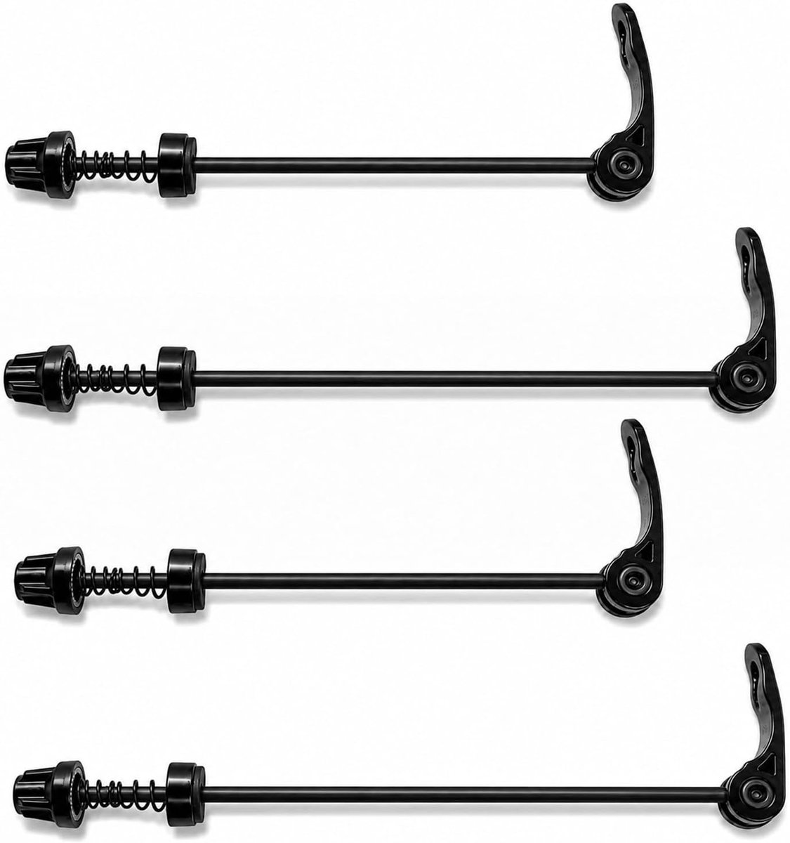 Snelspanner fiets set - 2 paar zwart - voor- en achterwiel - eenvoudige montage - ShopVlot