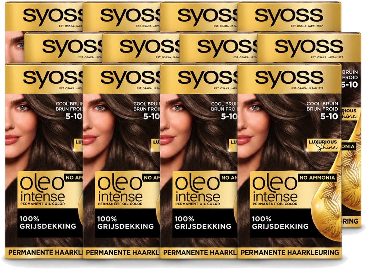 12 x SYOSS - Oleo Intense 5-10 - Haarverf - Permanente Haarkleuring - Cool Bruin - Langdurige Kleur - Voordeelverpakking - 12 stuks
