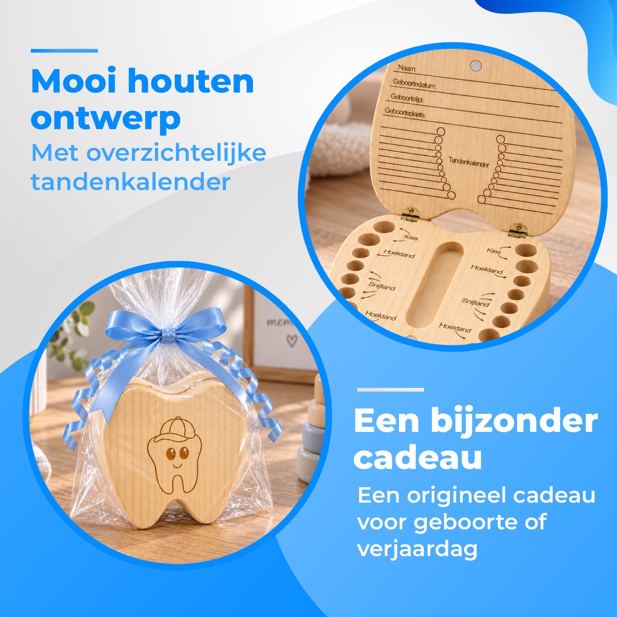 Kokkie Tandendoosje Jongens - Melktanden - Kraamcadeau - Tanden Bewaardoosje – foto 2