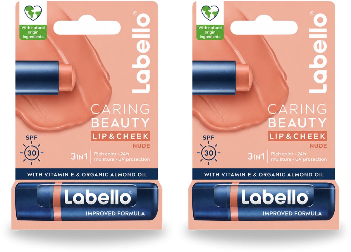 2 x Labello – CLippenbalsem – aring Beauty Nude – 6 ml - Voordeelverpakking - 2 stuks