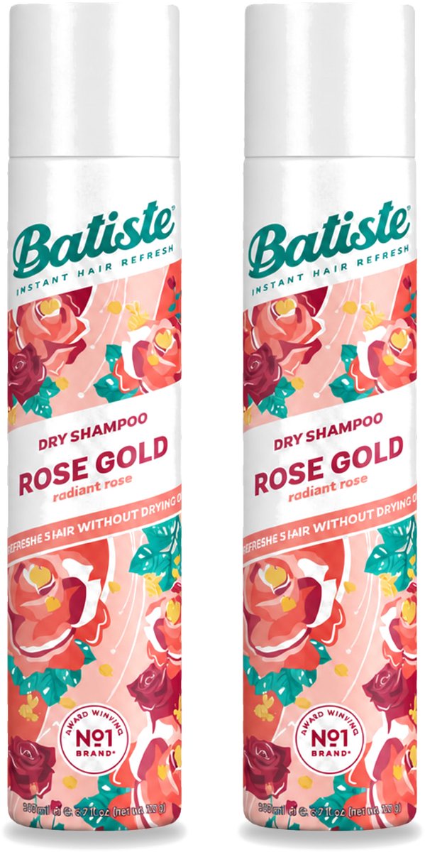 2 x Batiste - Rose Gold - Droogshampoo - Zachte Rozengeur - Verfrist en Zorgt Voor Volume - 200ml - Voordeelverpakking - 2 stuks