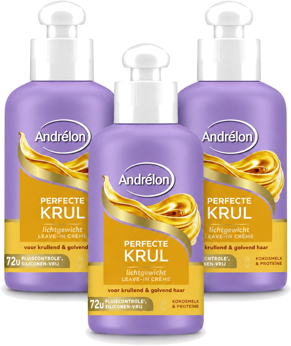 3 x Andrélon – Leave-In Crème – Perfecte Krul – 200 ml - Voordeelverpakking - 3 stuks