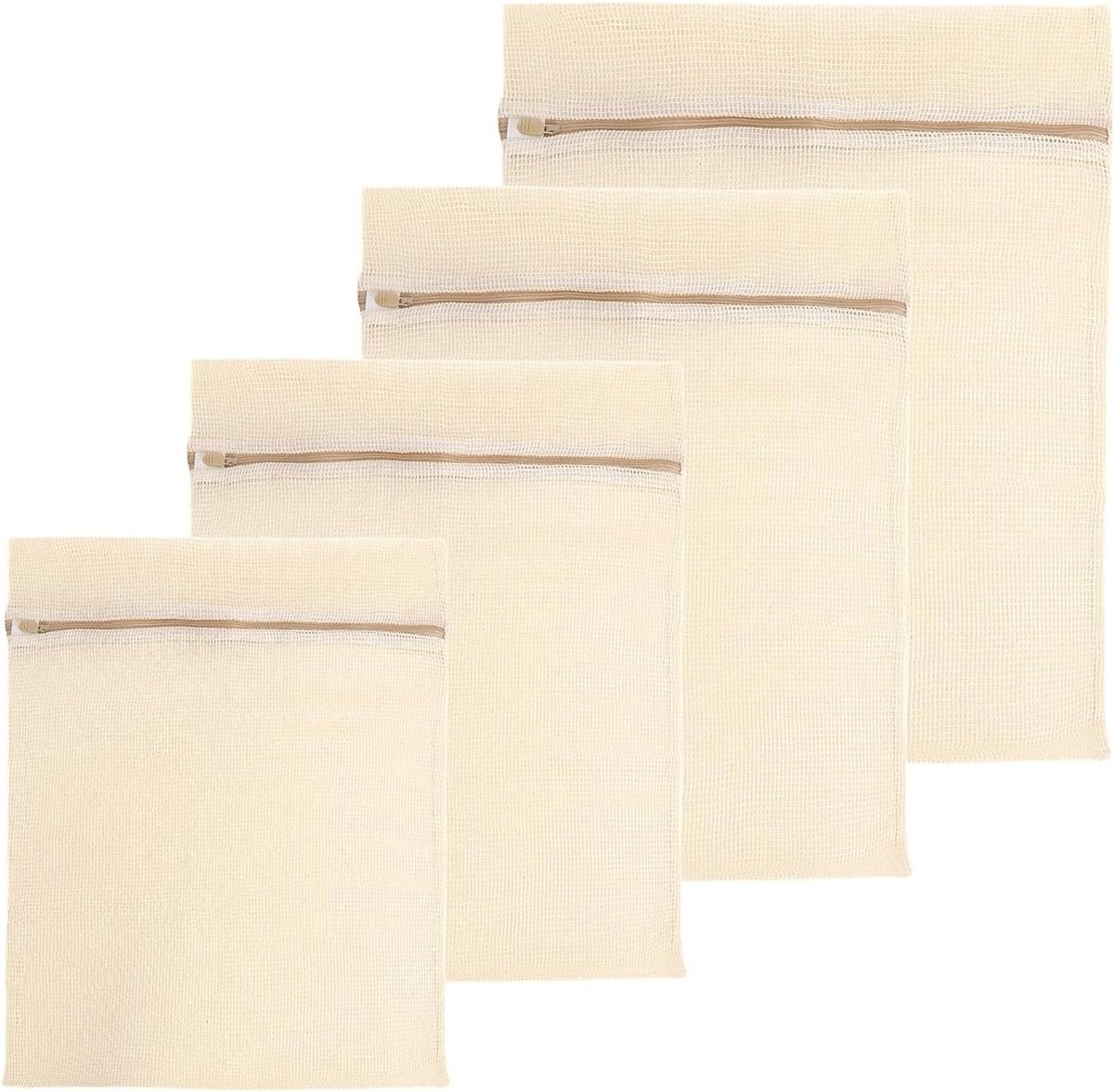 Premium Katoenen Wasnetten Set van 4, Ideaal voor Ondergoed, Bh's en Delicate Was, Met Ritssluiting voor de Wasmachine en Reisgebruik