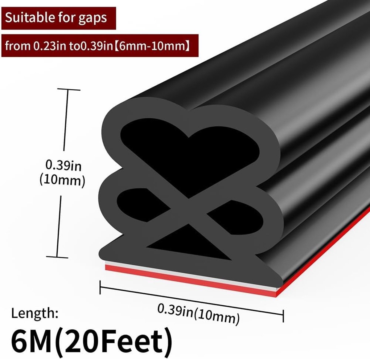 Zelfklevende Deurrubbers, Waterdichte Sealing Tape voor Deur- en Raamafdichting, Isolatie en Geluiddemping (Zwart - 1cm x 6m)