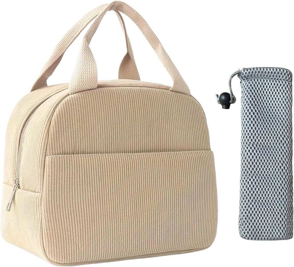 Geïsoleerde Lunchtas voor Werk, School en Reizen - Koeltas voor Picknick en Strand, Geschikt voor Volwassenen en Kinderen (Khaki)