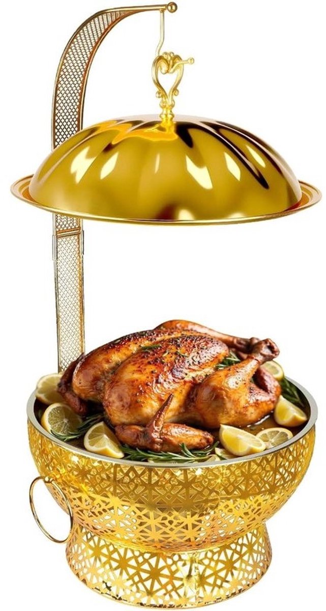 Buffetset - Warmhoudbak - Feestelijk serveren - Inclusief hangend deksel - 8 liter - Zilverkleurig