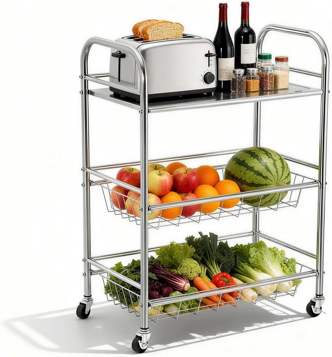 Was- en opbergtrolley - multifunctioneel - stevig ontwerp - ideaal voor groenten en wasgoed - ShopVlot