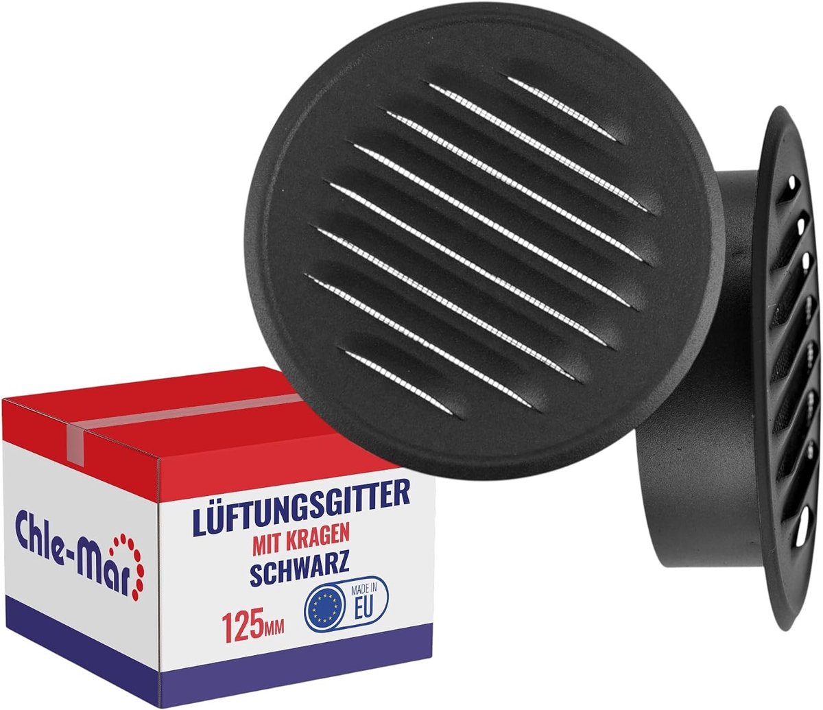 Chle-Mar – Round ventilation grille Ø 125 mm made of metal - With insert collar - ShopVlot