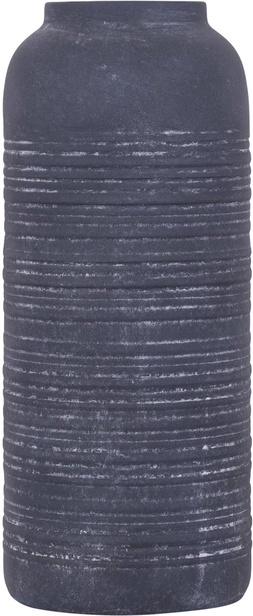 PTMD Lavada Antracite Iron Sheet Striped Vase Antraciet
