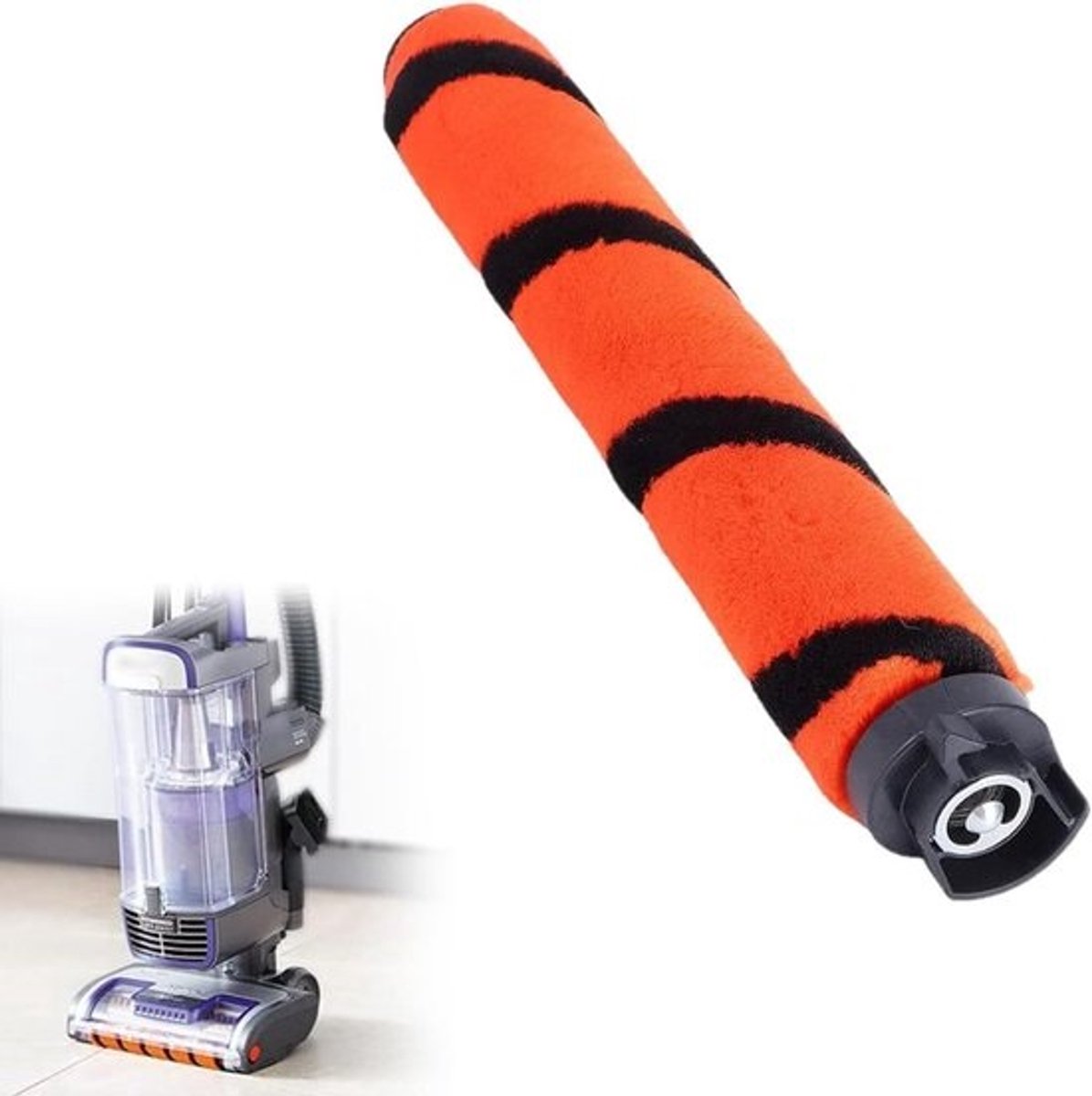 Zachte borstelroller - Vervangende stofzuigerborstel - Efficiënt schoonmaken - Anti-Hair-Wrap-technologie - 218 mm lang - Zwart oranje
