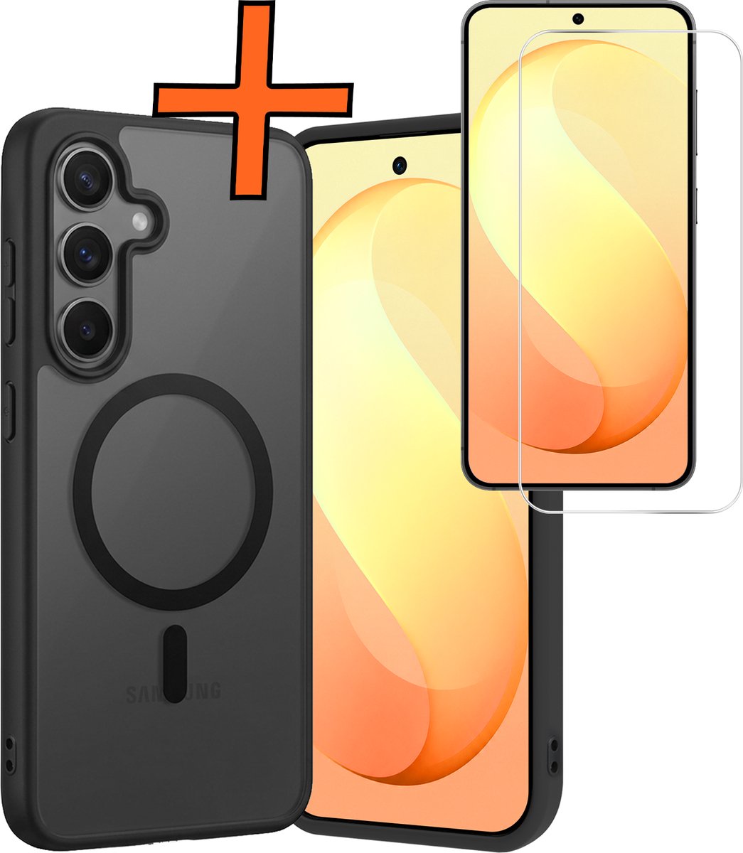 Hoes - Met Screenprotector - Geschikt voor Samsung Galaxy S26 FE - Magsafe Compatible - Sterk & Shockproof - Back Cover - Shock Proof Case - Telefoon Hoes - Zwart