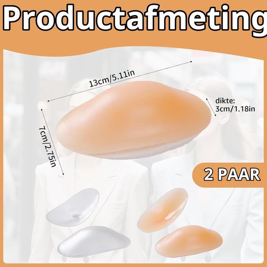 Ergonomische Schouderkussens - 2 Paar Zelfklevende Schoudersteun, Verstelbare Schouderversterkers, Transparant en beige, 13 x 7 x 0.5 cm, Ideaal voor Comfort en Ondersteuning — afbeelding 5