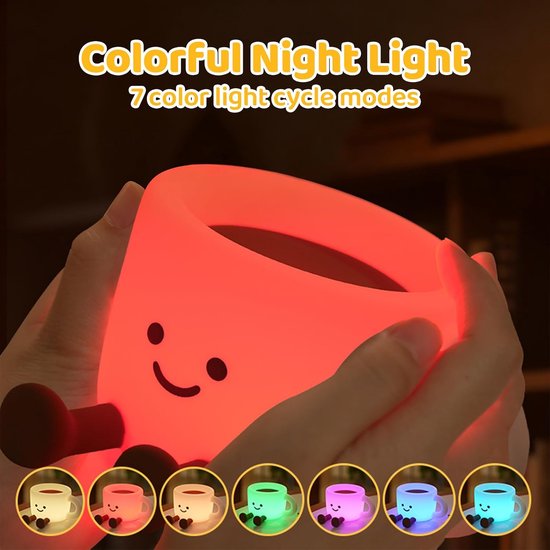 Casalora Nachtlampje - Nachtlampje in de vorm van een koffiekopje - Sfeerverlichting in kleur - Nachtlampje met timer - Perfect als verjaardagscadeau van casalora — afbeelding 3