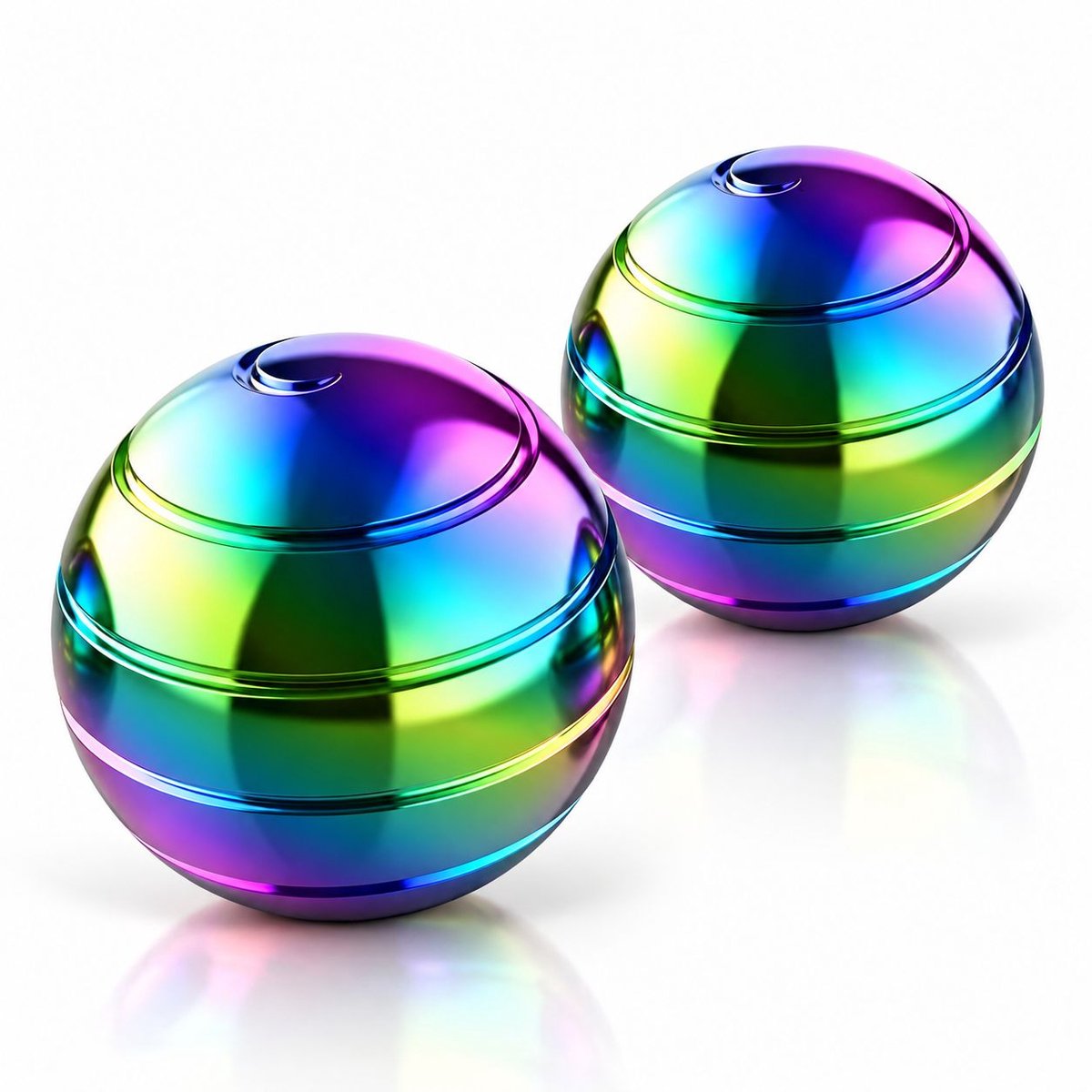 VHV - Draaiende bol voor op het bureau - 2 stucks - Diameter 40 mm - Met antislip voet - Het verlichten van stress - Stijlvolle kleureffecten - Decoratie voor op het bureau
