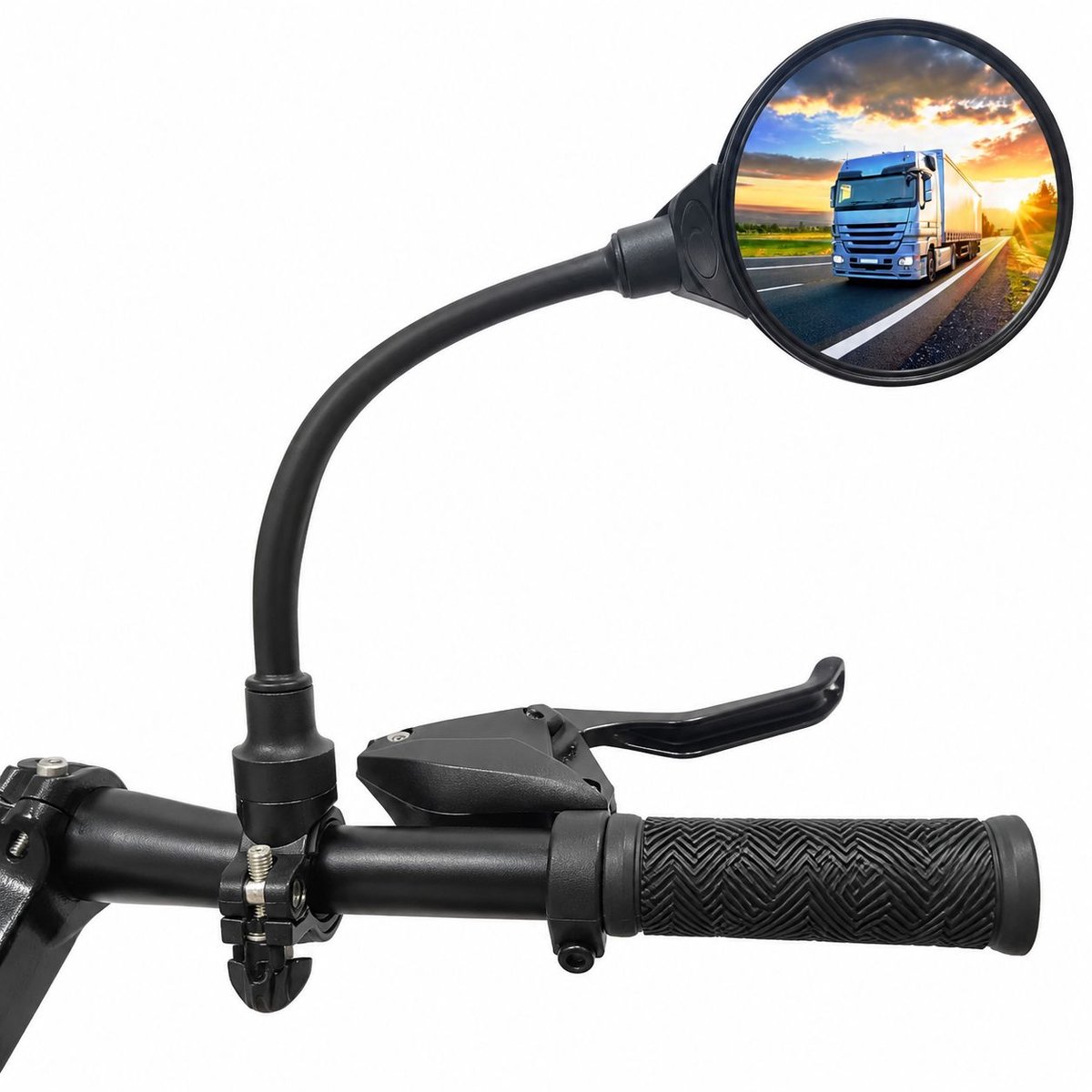 VHV - Fietsspiegel e-bike - Krasbestendige glazen lens - Lens stuur fietsspiegel - Fietsspiegel rechts - Ronde spiegel - 360o draaibaar - op de fiets