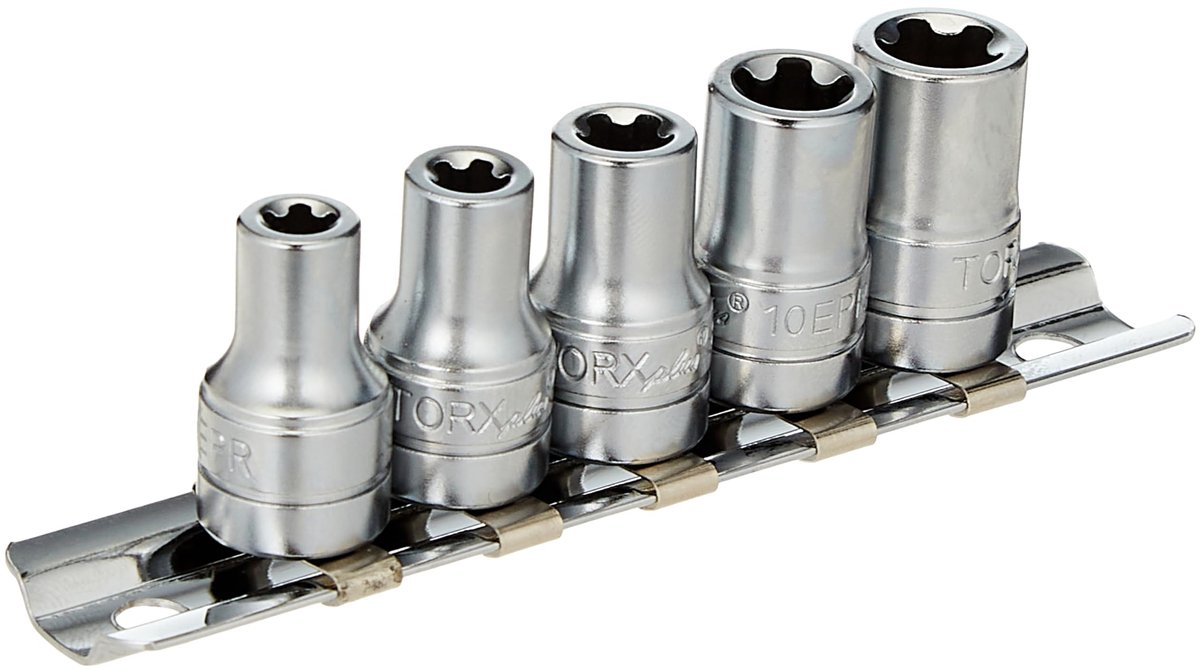 SnelShoppen - 5-delige EPR Torx Plus Doppenset 1/4" Dr. - 5-punts EPR Torx Stopcontacten 6EPR, 7EPR, 8EPR, 10EPR, 11EPR - Professionele Gereedschapset